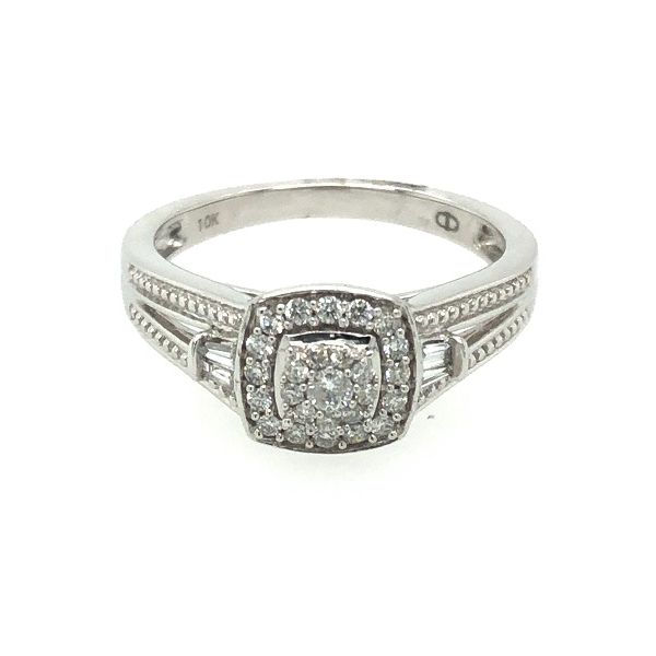 10K White Gold Diamond Cluster Engagment Ring  Jones Jeweler Celina, OH