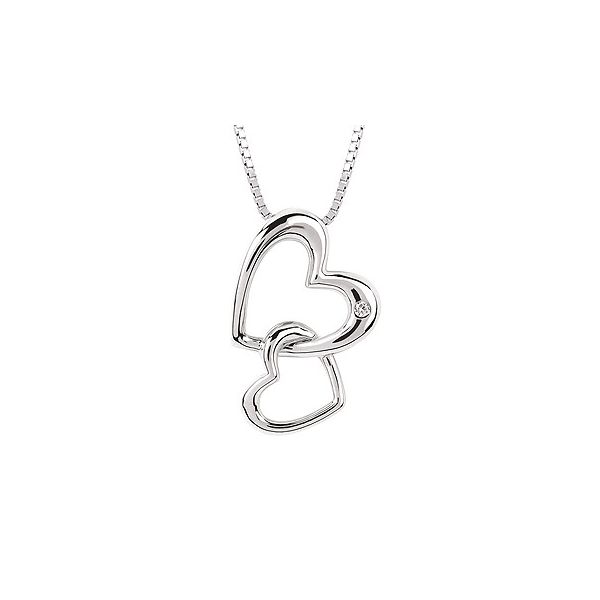 Sterling Silver Double Heart Diva Diamond Pendant  Jones Jeweler Celina, OH