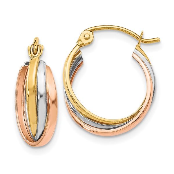 14K Tri-Color Hoop Earrings Jones Jeweler Celina, OH