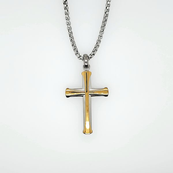Diamond Cross Necklace in 9ct Two-Tone Gold | Gold Boutique