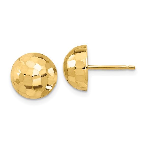 14K Yellow Gold 10mm Diamond Cut Button Earring  Jones Jeweler Celina, OH