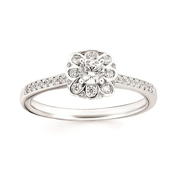 14k White Gold Diamond Halo Engagement Ring  Jones Jeweler Celina, OH