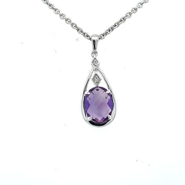 925 Sterling Silver Oval Amethyst and Diamond Necklace  Jones Jeweler Celina, OH