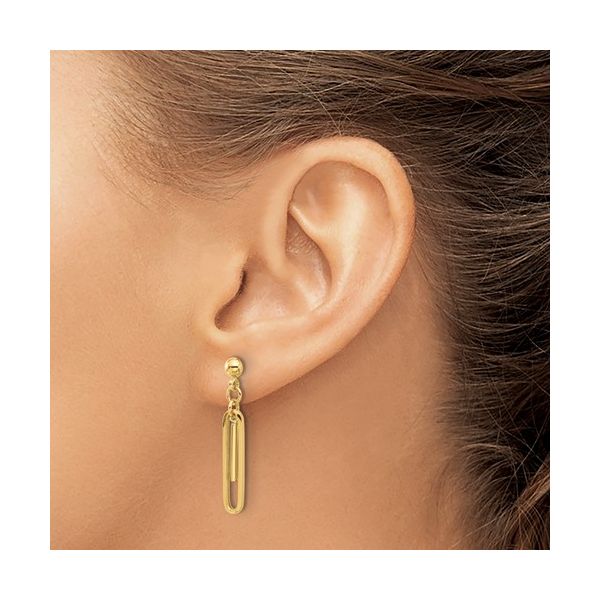 14K Yellow Gold Paperclip Dangle Earring  Image 2 Jones Jeweler Celina, OH