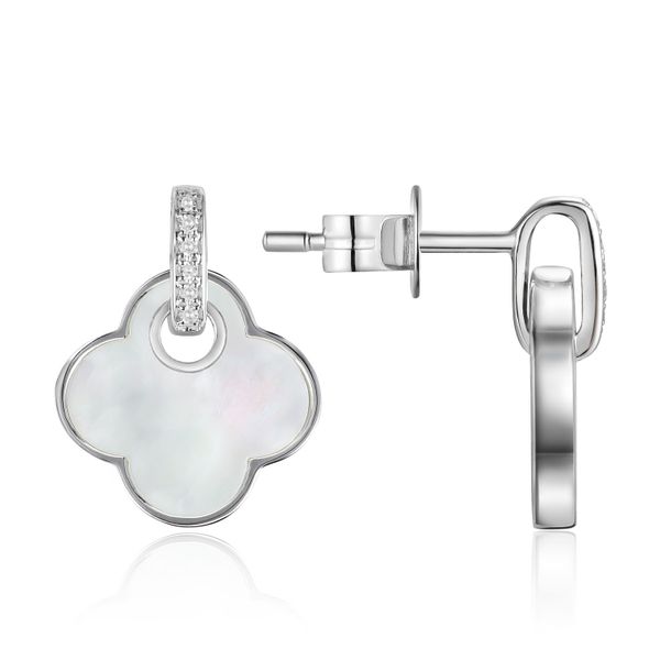 Luvente Diamond and Mother of Pearl Clover Earrings James & Williams Jewelers Berwyn, IL