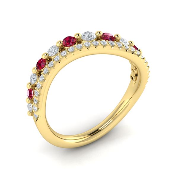 Vlora Diamond & Ruby Two Row Curved Ring , Adella Collection