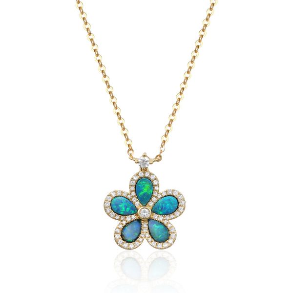 Luvente Opal Floral Pendant Necklace James & Williams Jewelers Berwyn, IL