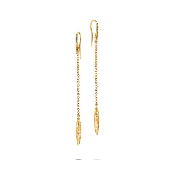 John Hardy Gold Spear Long Drop Earrings James & Williams Jewelers Berwyn, IL