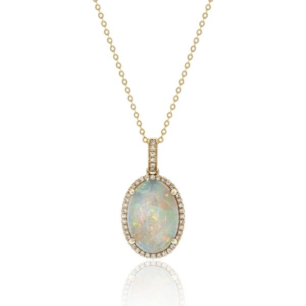 Luvente Opal Halo Pendant Necklace James & Williams Jewelers Berwyn, IL