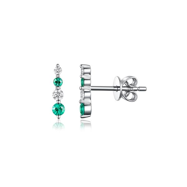 Luvente Diamond and Emerald Bar Earrings James & Williams Jewelers Berwyn, IL