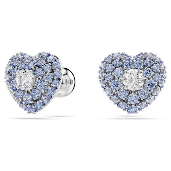 Swarovski Idyllia Blue Heart Stud Earrings Image 2 James & Williams Jewelers Berwyn, IL