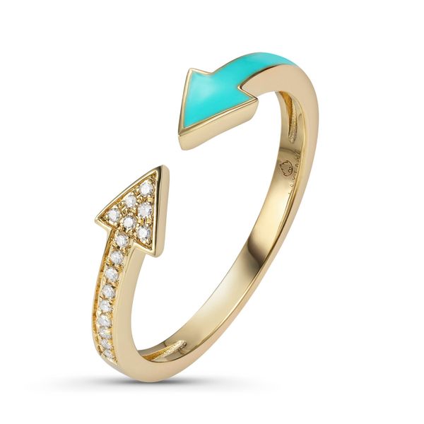 Luvente Turquoise Enamel with Diamond Arrow Ring James & Williams Jewelers Berwyn, IL