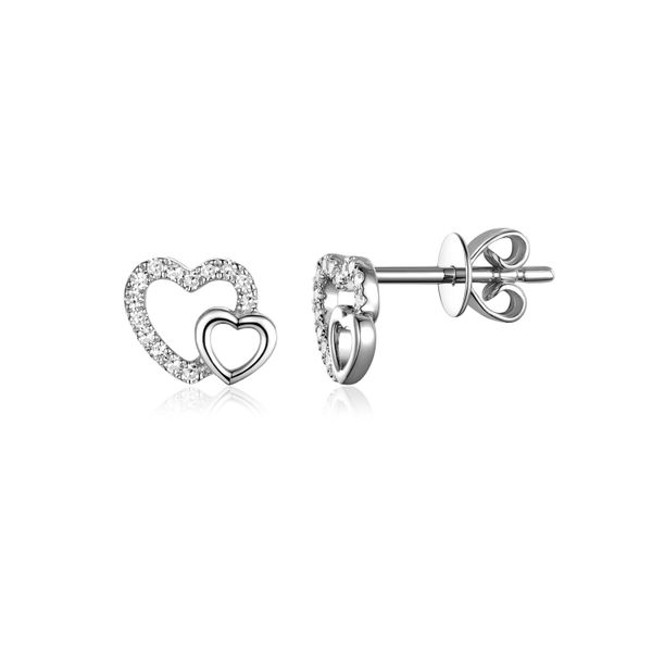 Luvente Diamond Infinity Heart Stud Earrings James & Williams Jewelers Berwyn, IL