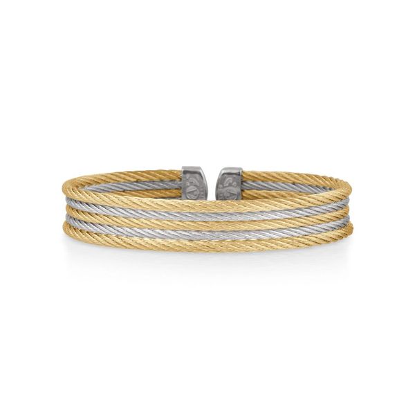 ALOR Steel & Yellow Cable Mini Cuff Bracelet James & Williams Jewelers Berwyn, IL