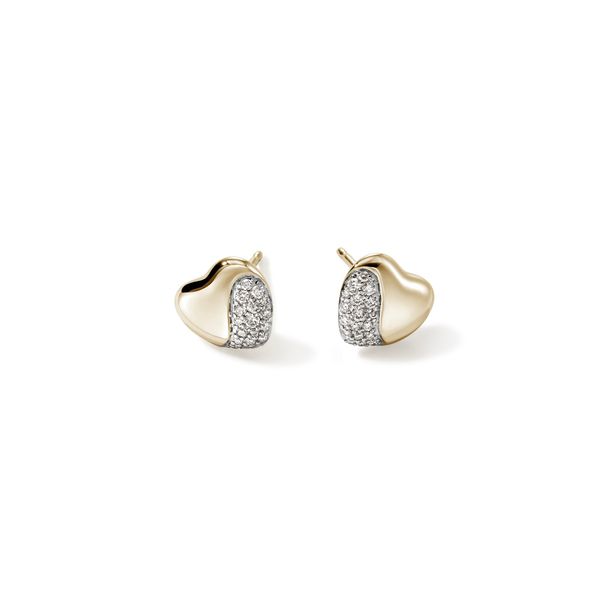 John Hardy Heart Pebble Diamond Stud Earrings James & Williams Jewelers Berwyn, IL