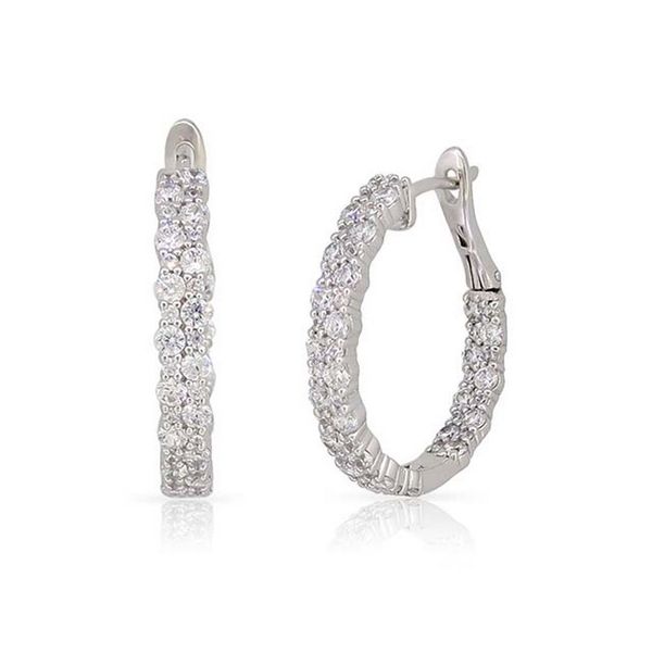 Luvente Double Row Diamond Hoop Earring James & Williams Jewelers Berwyn, IL