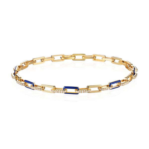 Luvente Navy Enamel & Diamond Link Bracelet James & Williams Jewelers Berwyn, IL