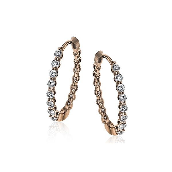 Simon G Shared Prong Diamond Hoop Earrings - Rose James & Williams Jewelers Berwyn, IL