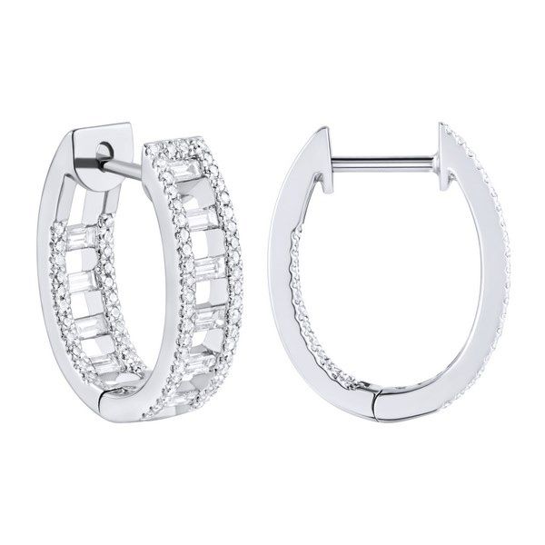 Luvente Diamond Huggie Hoop Earrings James & Williams Jewelers Berwyn, IL