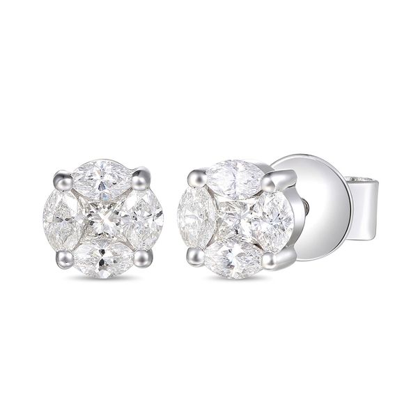 Luvente Diamond Cluster Stud Earrings James & Williams Jewelers Berwyn, IL