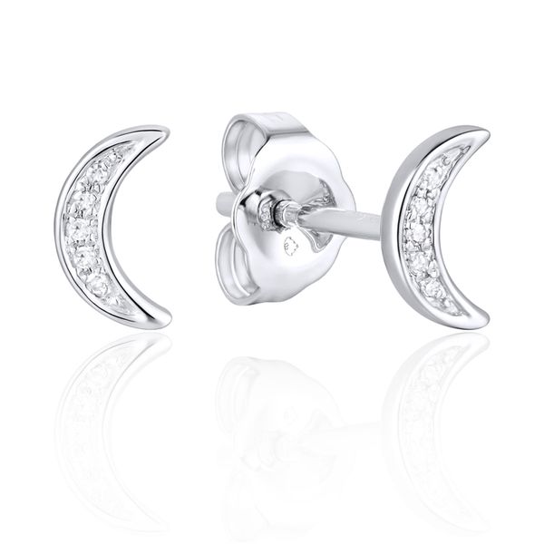 Luvente Diamond Moon Stud Earrings James & Williams Jewelers Berwyn, IL