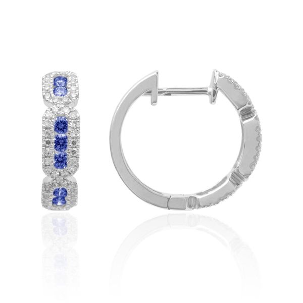 Luvente Diamond & Sapphire Hoop Earrings James & Williams Jewelers Berwyn, IL