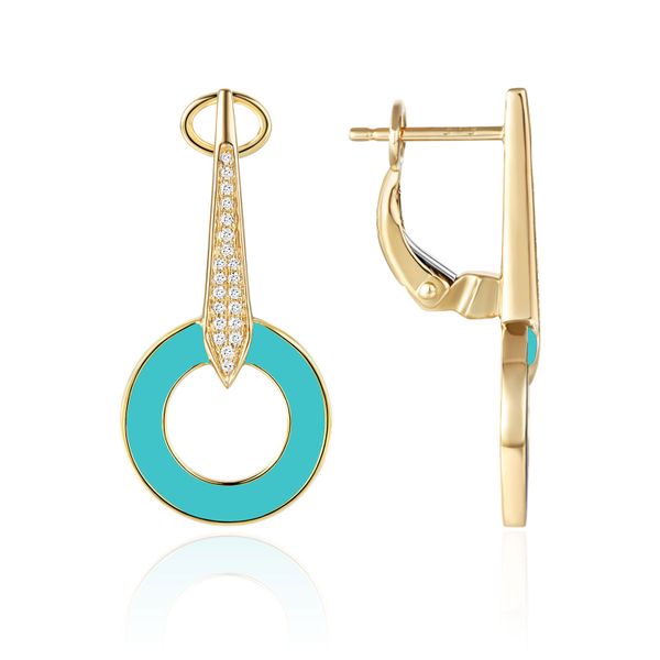 Luvente Turquoise Enamel Dangle Earrings James & Williams Jewelers Berwyn, IL