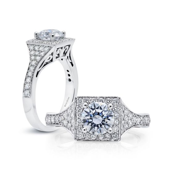 Peter Storm Square Pave Diamond Halo Semi-Mount Engagement Ring James & Williams Jewelers Berwyn, IL