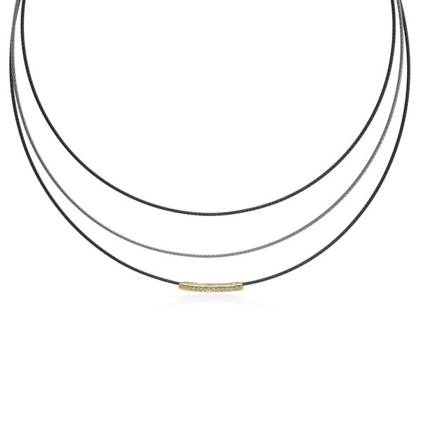 ALOR Black & Grey Steel Cable Illusion Necklace James & Williams Jewelers Berwyn, IL