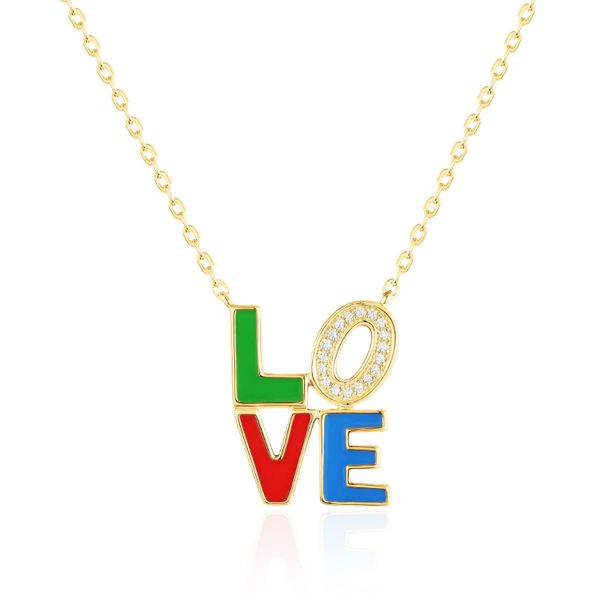 Luvente Diamond Love Multi Color Enamel Necklace James & Williams Jewelers Berwyn, IL