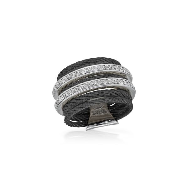 ALOR Noir 7-Row Cable & Diamond Ring, Size 7 James & Williams Jewelers Berwyn, IL