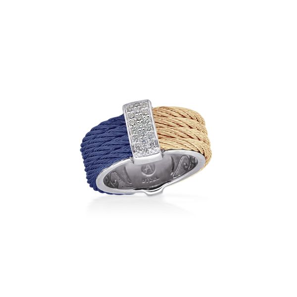 ALOR Blue & Carnation Diamond Bar Cable Ring, Size 7 James & Williams Jewelers Berwyn, IL