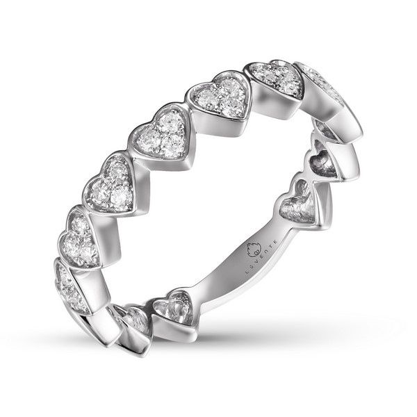 Luvente Diamond Heart Shaped Stack Ring James & Williams Jewelers Berwyn, IL