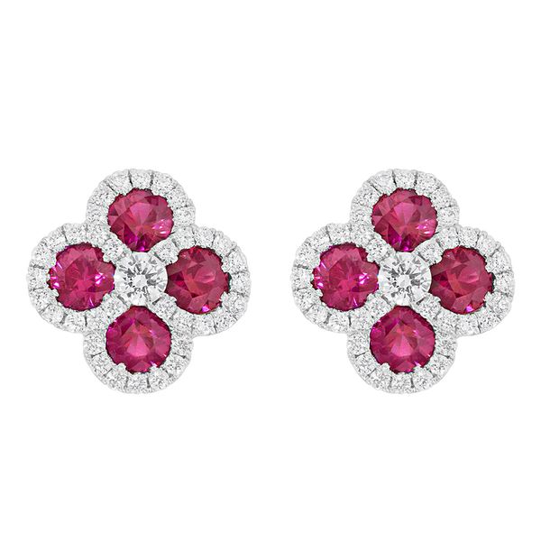 Spark Ruby & Diamond Clover Earrings James & Williams Jewelers Berwyn, IL