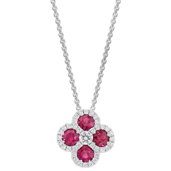Spark Ruby & Diamond Clover Pendant James & Williams Jewelers Berwyn, IL