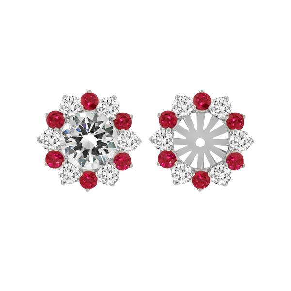 Spark Diamond & Ruby Starburst Earring Jackets James & Williams Jewelers Berwyn, IL
