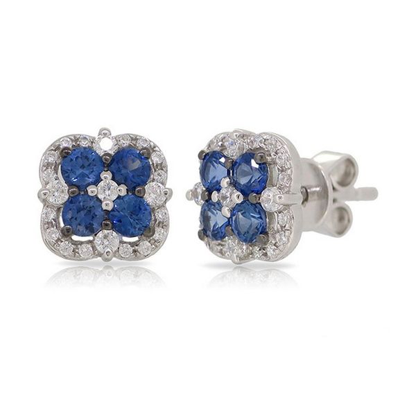 Luvente Sapphire & Diamond Clover Earrings James & Williams Jewelers Berwyn, IL
