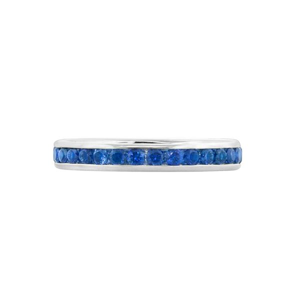 Spark Blue Sapphire Channel Stackable Eternity Band Ring James & Williams Jewelers Berwyn, IL