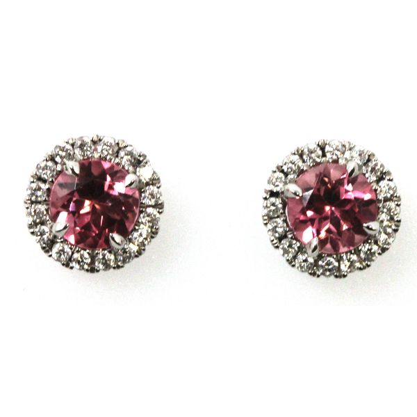 James & Williams Pink Tourmaline & Diamond Halo Stud Earrings James & Williams Jewelers Berwyn, IL