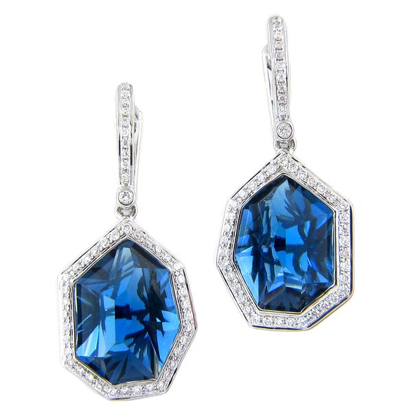 Bellarri Tuscany London Blue Topaz & Diamond Dangle Earrings James & Williams Jewelers Berwyn, IL