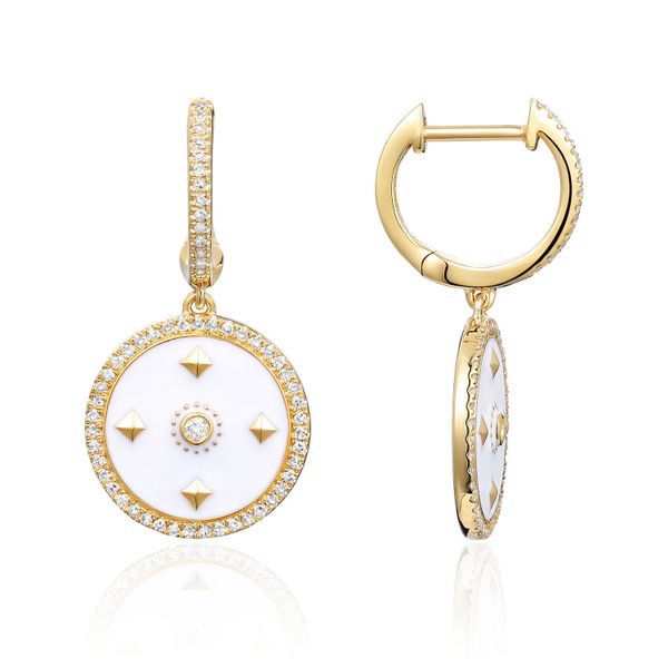 Luvente White Enamel & Diamond Dangle Earrings James & Williams Jewelers Berwyn, IL