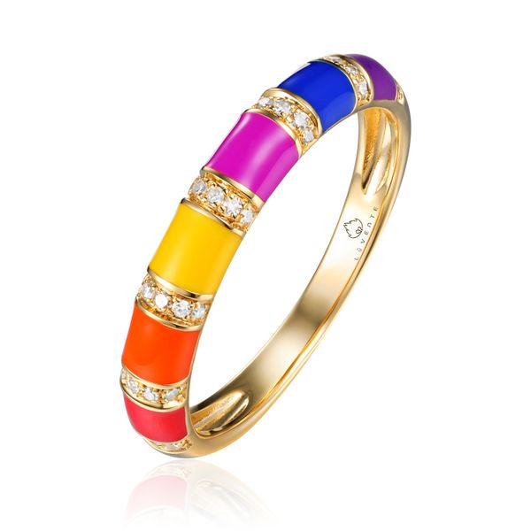 Luvente Multi Colored Enamel & Diamond Stack Band Ring James & Williams Jewelers Berwyn, IL