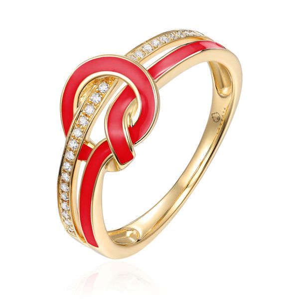 Luvente Red Enamel & Diamond Knot Ring James & Williams Jewelers Berwyn, IL