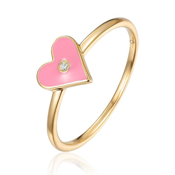 Luvente Pink Enamel Heart Ring James & Williams Jewelers Berwyn, IL