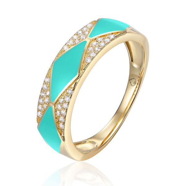 Luvente Turquoise Enamel & Diamond Stack Ring James & Williams Jewelers Berwyn, IL
