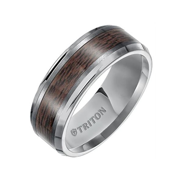 Triton Men's Tungsten Carbide Wood Inlay Wedding Ring James & Williams Jewelers Berwyn, IL
