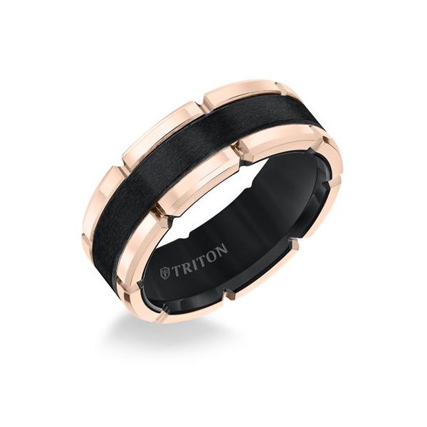 Triton 8MM Black & Rose Tungsten Wedding Ring James & Williams Jewelers Berwyn, IL