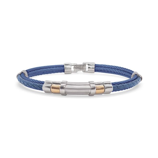 ALOR Men's Blue Cable & Leather Bracelet James & Williams Jewelers Berwyn, IL