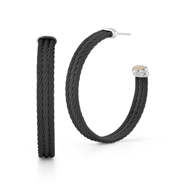 ALOR Black Cable Hoop Earrings James & Williams Jewelers Berwyn, IL