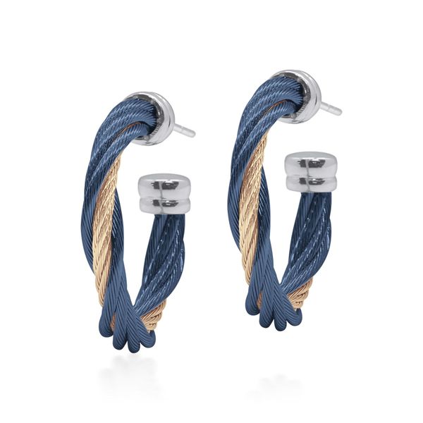 ALOR Navy & Carnation Twist Hoop Earrings James & Williams Jewelers Berwyn, IL